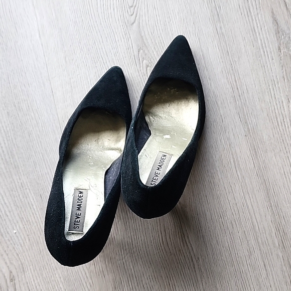 Y2K STEVE MADDEN SUEDE BLACK POINTY TOE PUMPS - Picture 3 of 4
